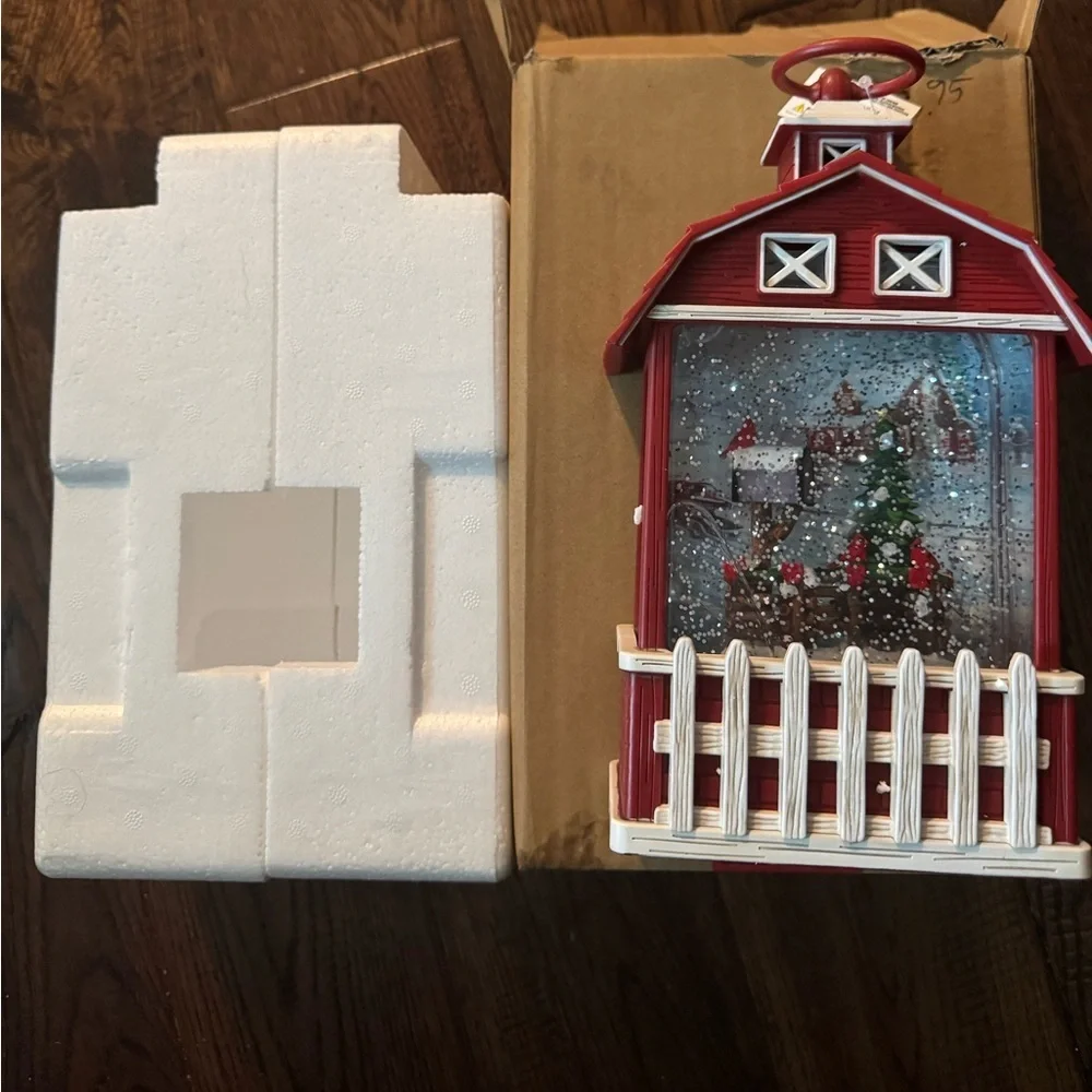 NWTRed Holiday Lantern with Snow Globe Scene
